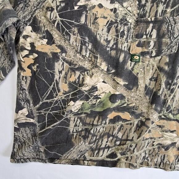 Vintage Mossy Oak Break-Up Camo Long Sleeve Shirt Mens Large Hunting Green Tee - Picture 3 of 13